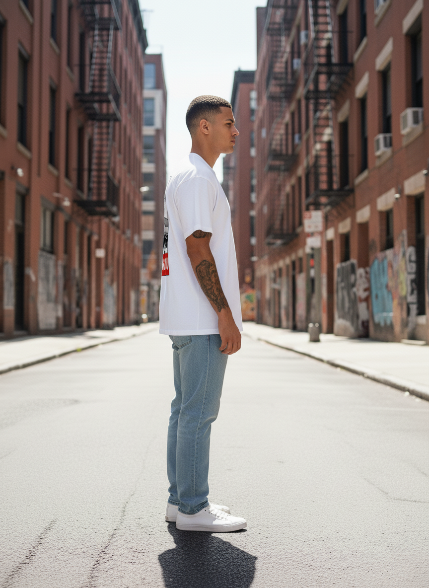 UNISEX WHITE BAKUGO OVERSIZE FIT TSHIRT