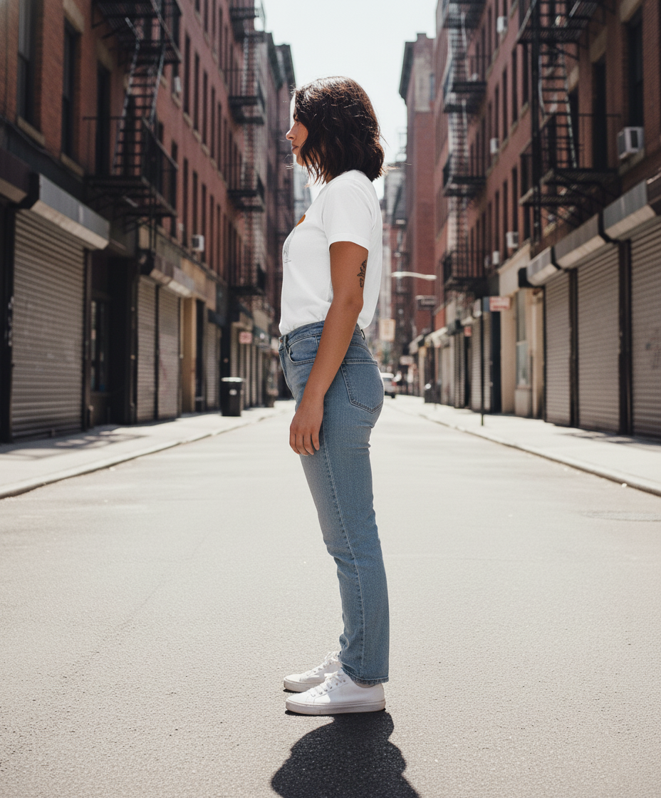 WOMEN'S WHITE GEOMETRIC SUN REGULAR FIT TSHIRT