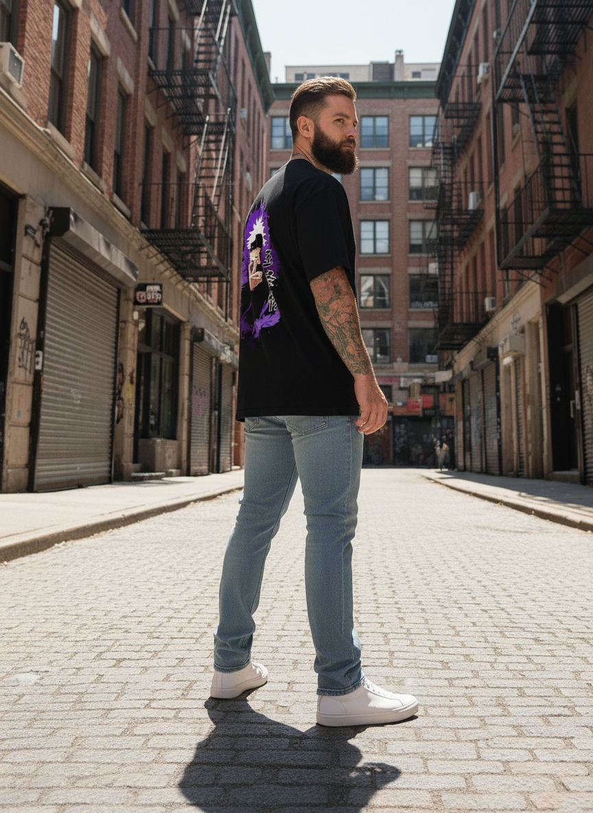 UNISEX BLACK GOJO SATORU - PURPLE HOLLOW OVERSIZE FIT TSHIRT