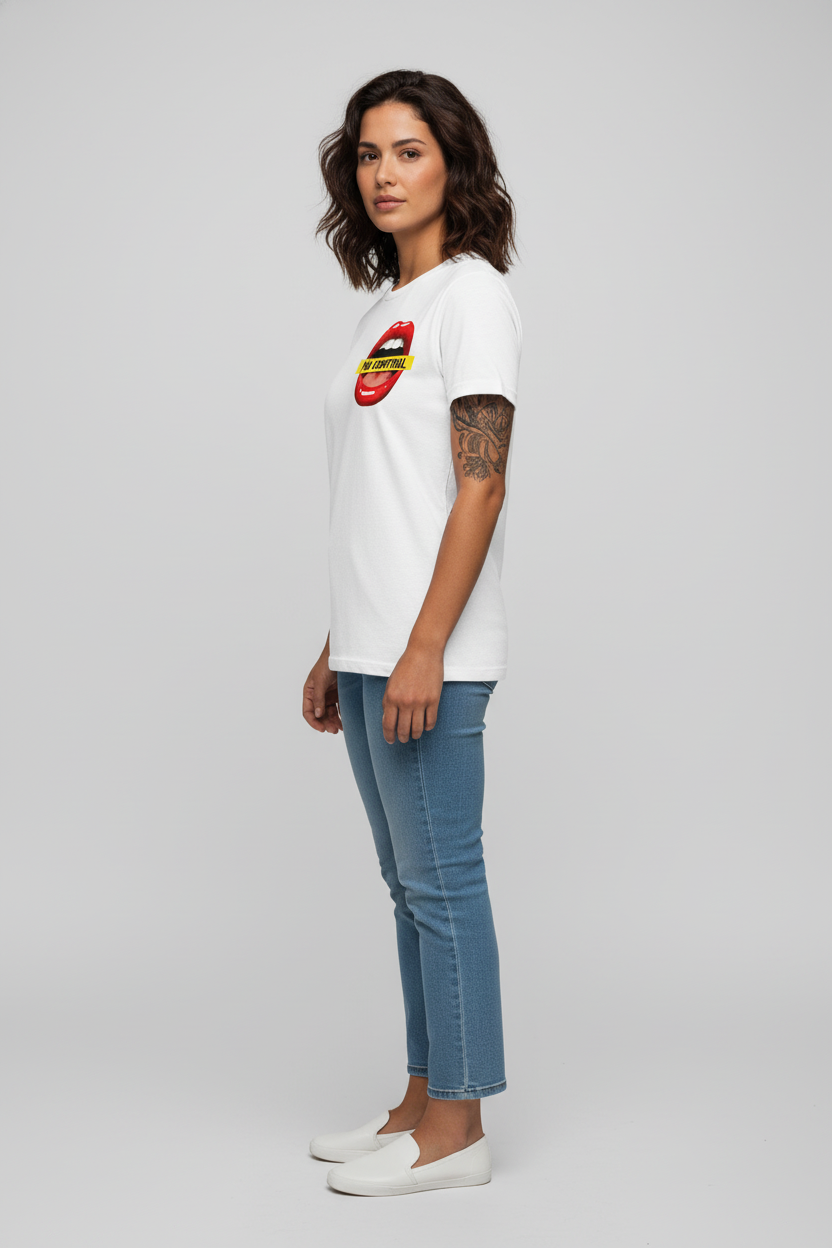 WOMEN'S WHITE NO CONTROL REFULAR FIT TSHIRT