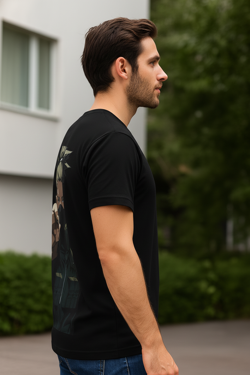 UNISEX BLACK SHIKAMARU REGULAR FIT TSHIRT