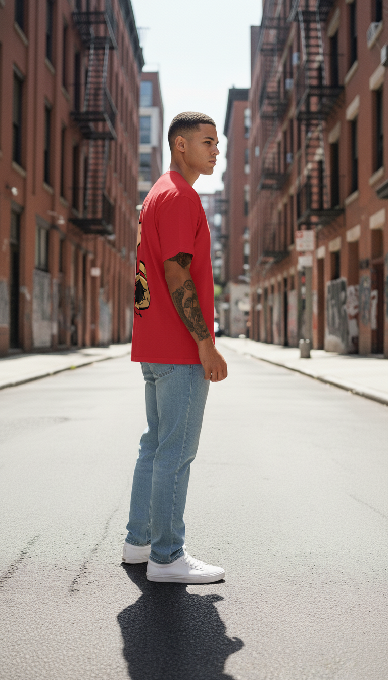 UNISEX RED MONKEY D. LUFFY OVERSIZE FIT TSHIRT