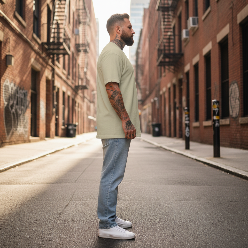 UNISEX BEIGE  POCKEY DEMON SLAYERS OVERSIZE FIT TSHIRT