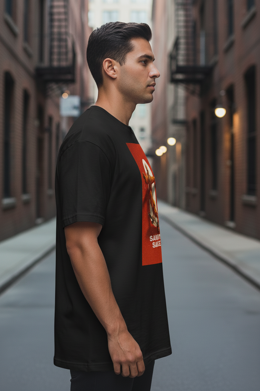 UNISEX BLACK SANSKRIT SAVAGE OVERSIZE FIT TSHIRT