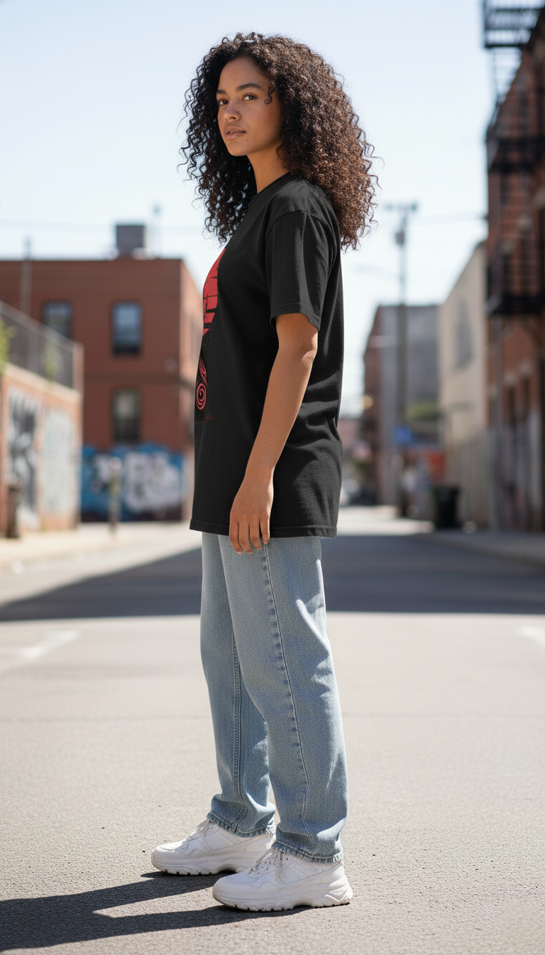 WOMEN'S BLACK THE CRIMSON FEELINE RGULAR FIT TSHIRT