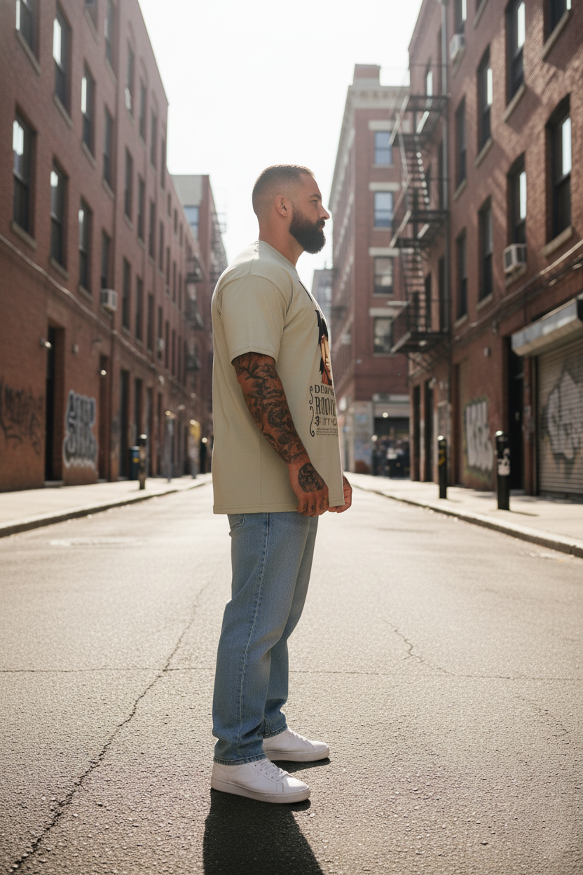 UNISEX BEIGE  RORONOA ZORO - DEAD OR ALIVE WANTED POSTER OVERSIZE FIT TSHIRT