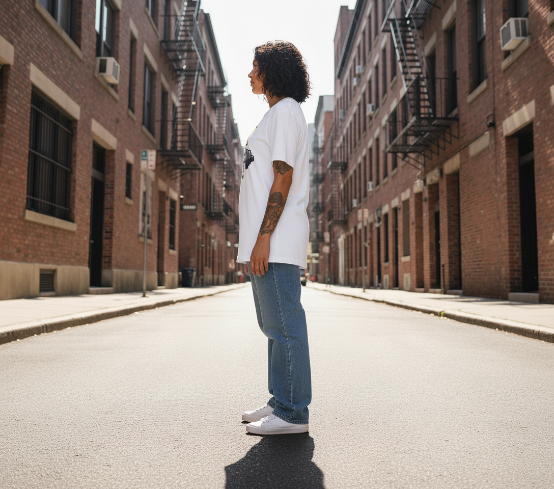 WOMEN'S WHITE BLUE BUBBLES REGULAR FIT TSHIRT