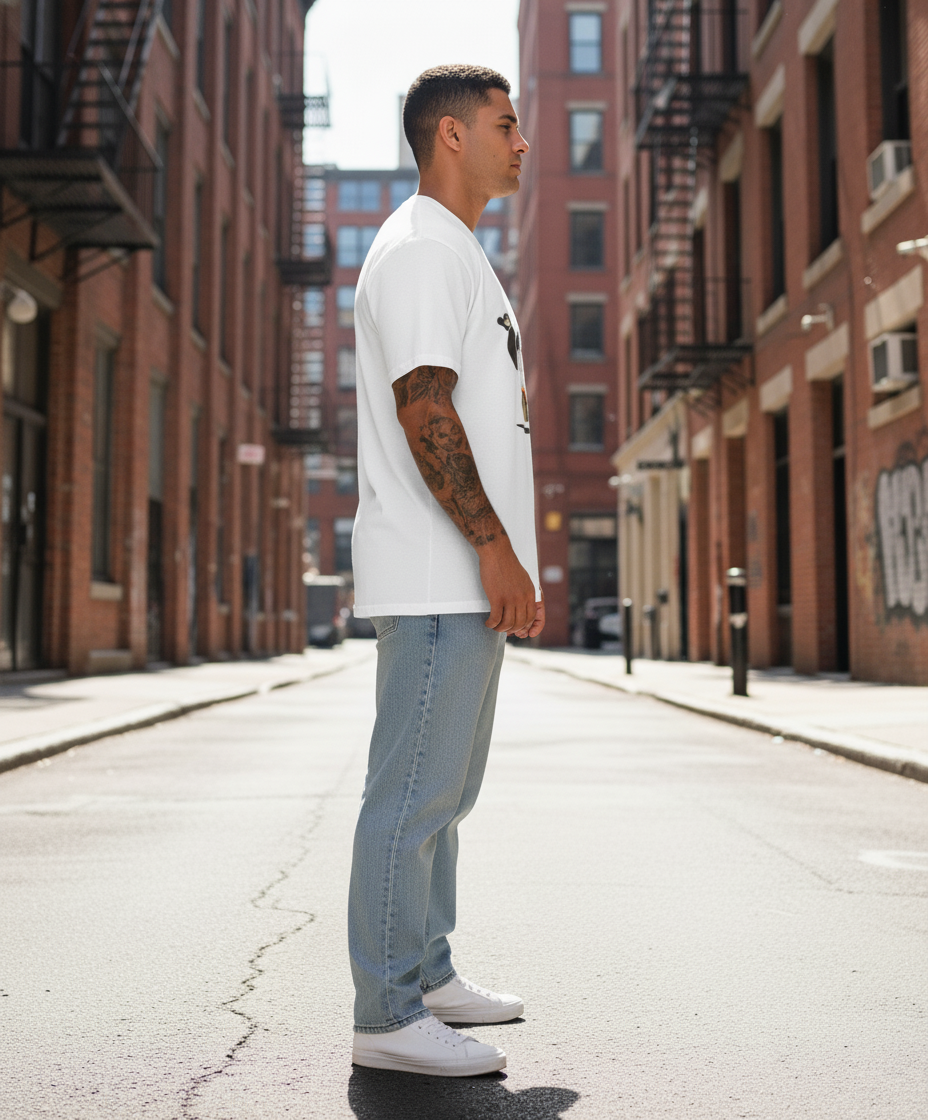 UNISEX WHITE KUNG FU PANDA - INNER PEACE OVERSIZE FIT TSHIRT