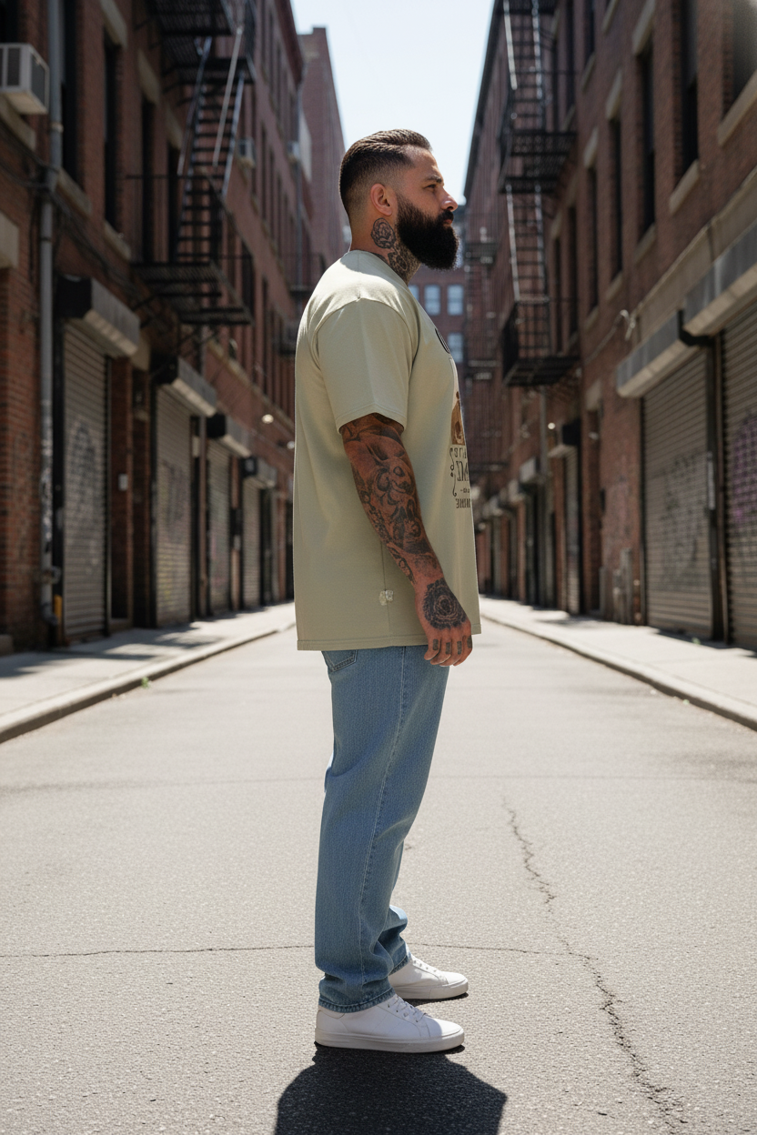 UNISEX BEIGE  PORTGAS D. ACE - DEAD OR ALIVE WANTED POSTER OVERSIZE FIT TSHIRT