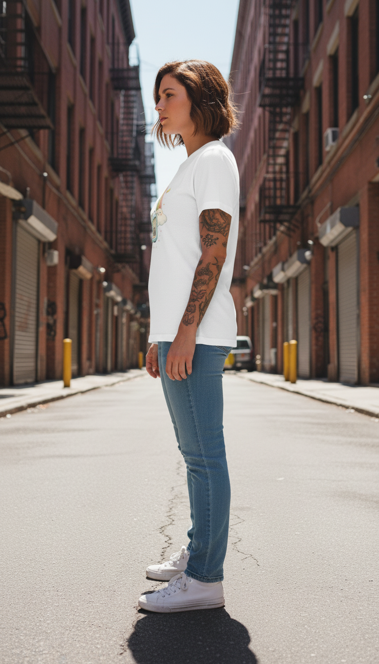 WOMEN'S WHITE CLOUD RADIO REDULAR FIR TSHIRT