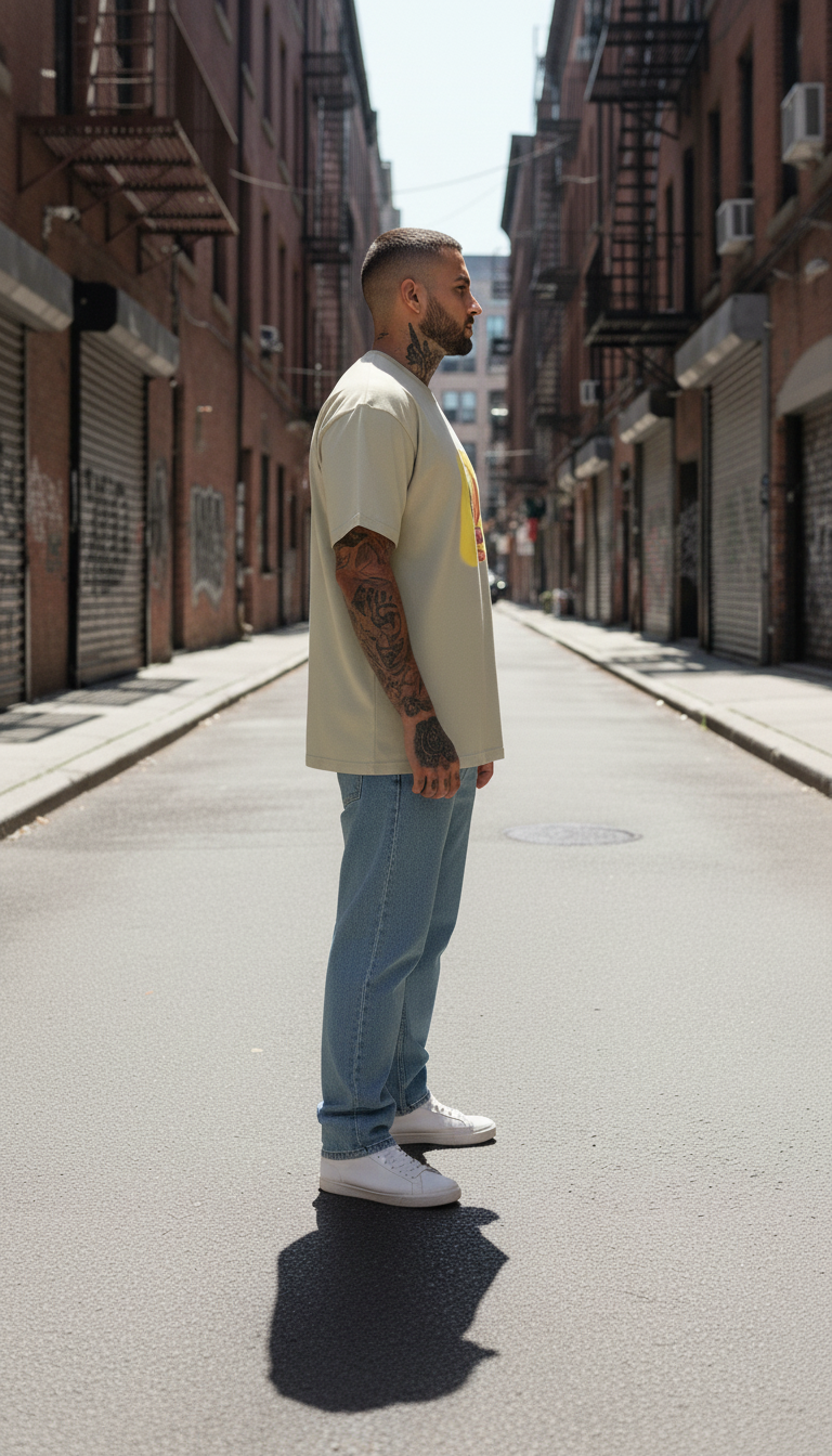 UNISEX BEIGE  LITTLE TWEETY OVERSIZE FIT TSHIRT