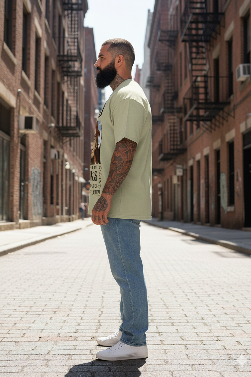 UNISEX BEIGE  SHANKS - DEAD OR ALIVE WANTED POSTER OVERSIZE FIT TSHIRT