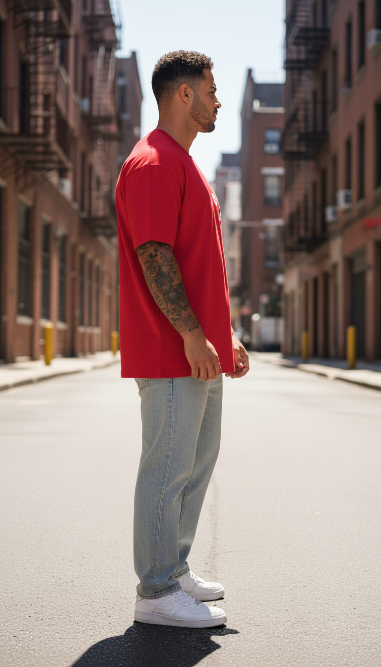 UNISEX RED SAITAMA OVERSIZE FIT TSHIRT