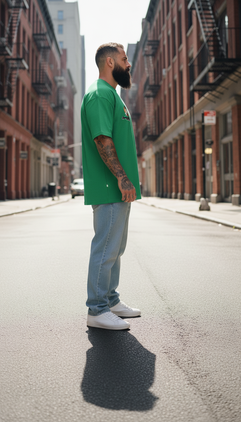 UNISEX GREEN KUR00 AND KENMA OVERSIZE FIT TSHIRT