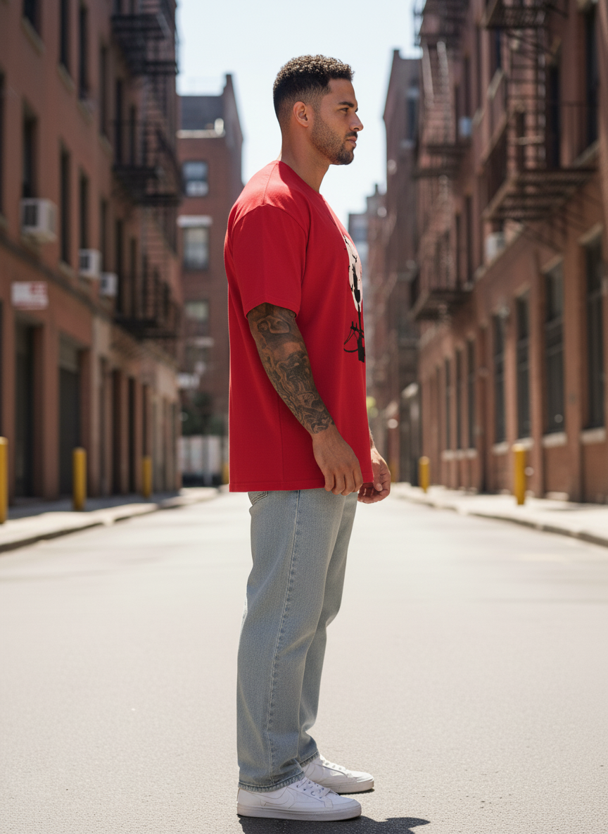 UNISEX RED ITACHI GENJUTSU OVERSIZE FIT TSHIRT