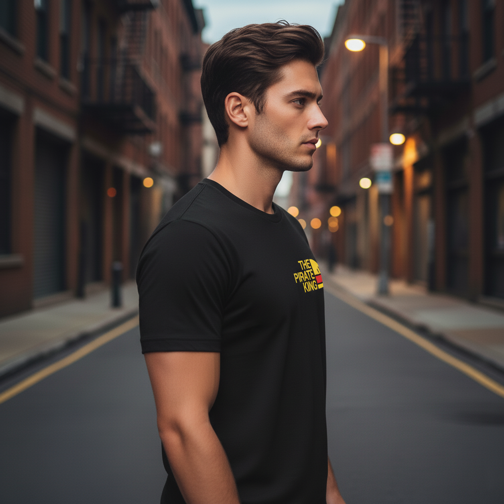 UNISEX BLACK ONE PIECE - THE PIRATE KING REGULAR FIT TSHIRT