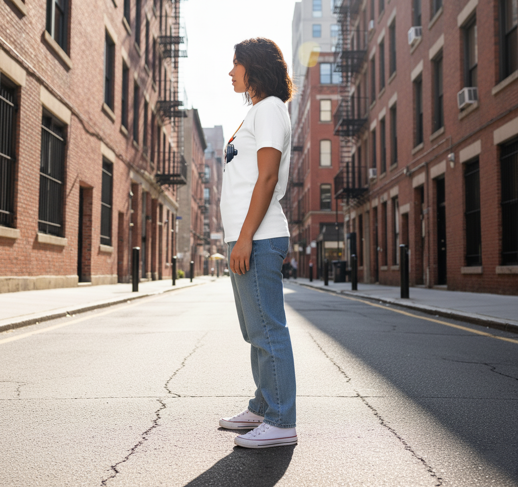 WOMEN'S WHITE BLOSSOM RED REGULAR FIT TSHIRT