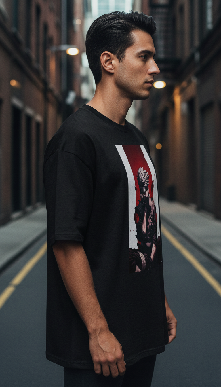UNISEX BLACK KAKASHI HATAKE OVERSIZE FIT TSHIRT