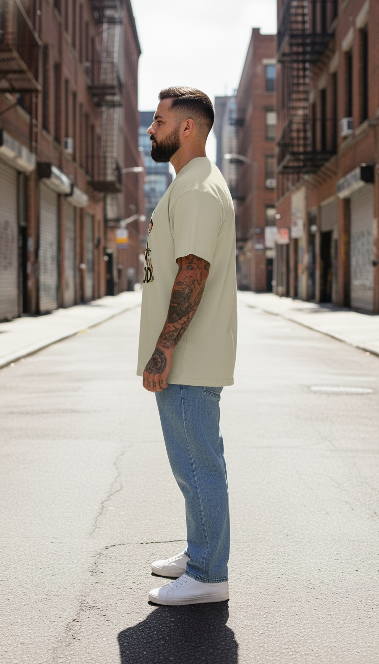 UNISEX BEIGE  NOT IN THE MOOOD OVERSIZE FIT TSHIRT