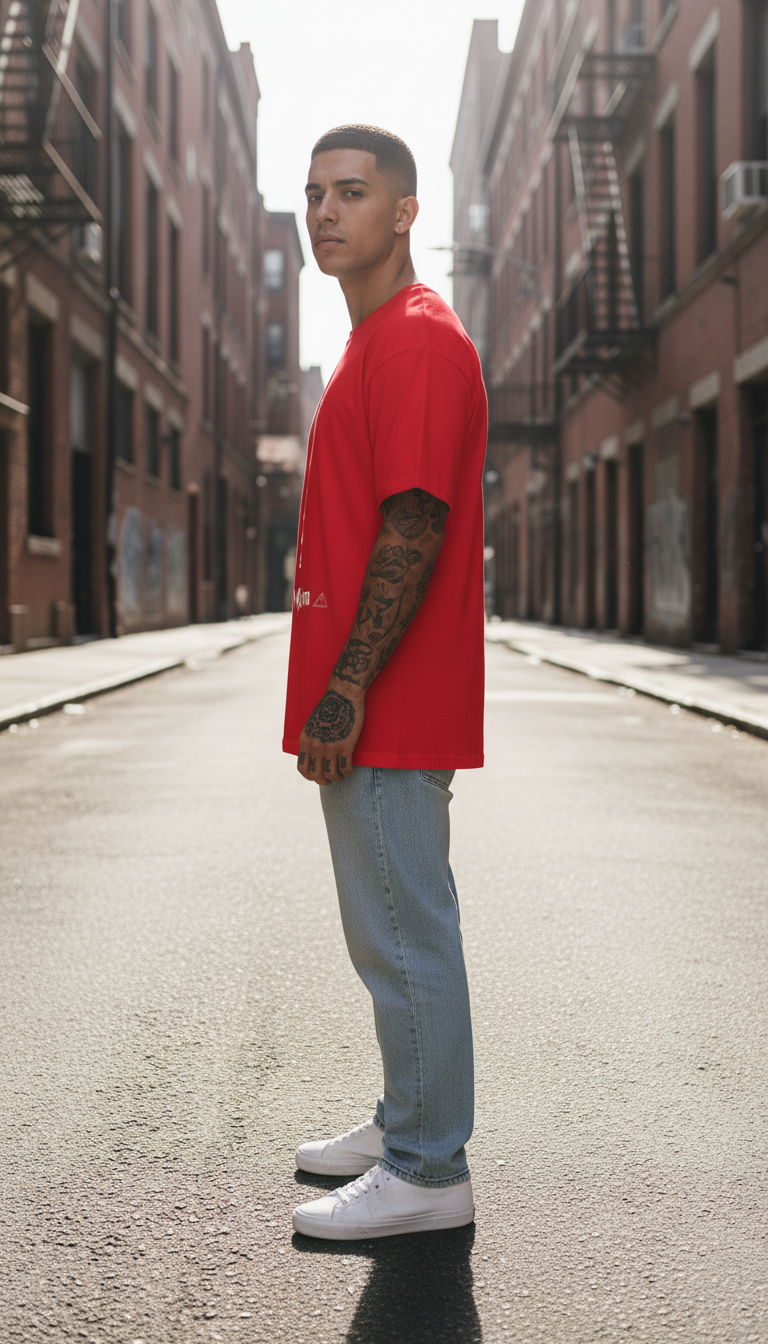 UNISEX RED LUMOS MAZIMA OVERSIZE FIT TSHIRT