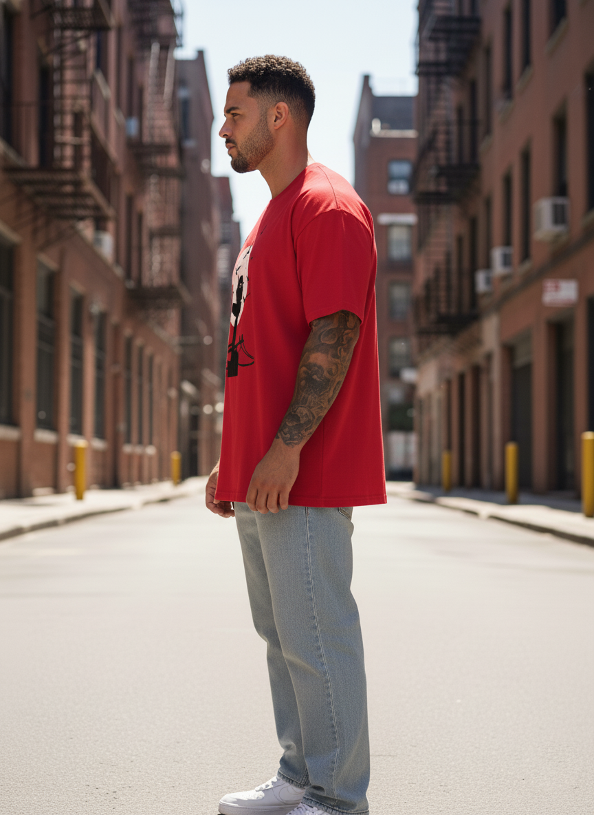 UNISEX RED ITACHI GENJUTSU OVERSIZE FIT TSHIRT