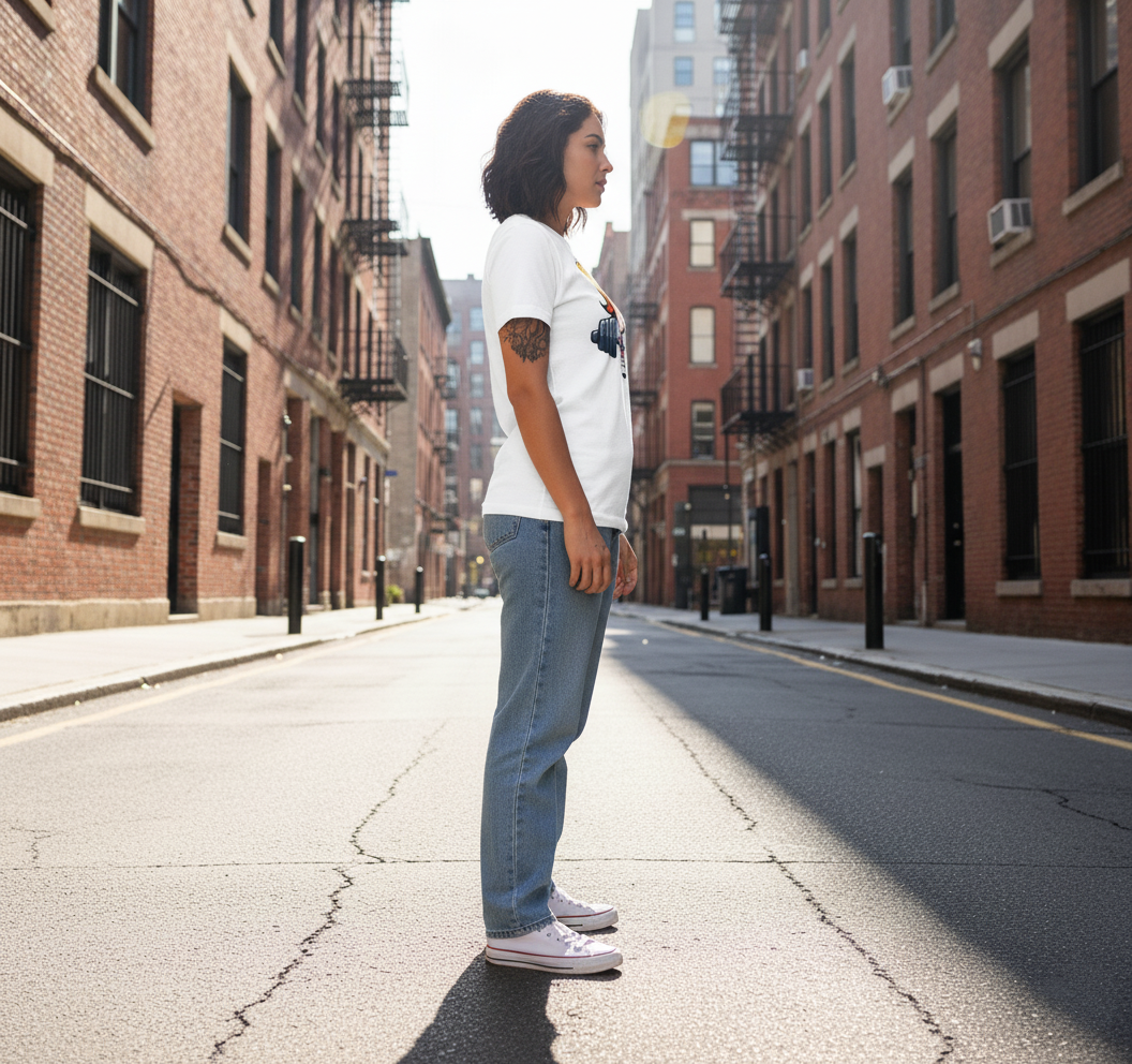 WOMEN'S WHITE BLOSSOM RED REGULAR FIT TSHIRT