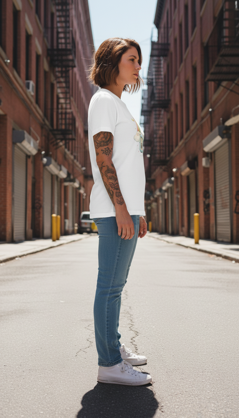 WOMEN'S WHITE CLOUD RADIO REDULAR FIR TSHIRT