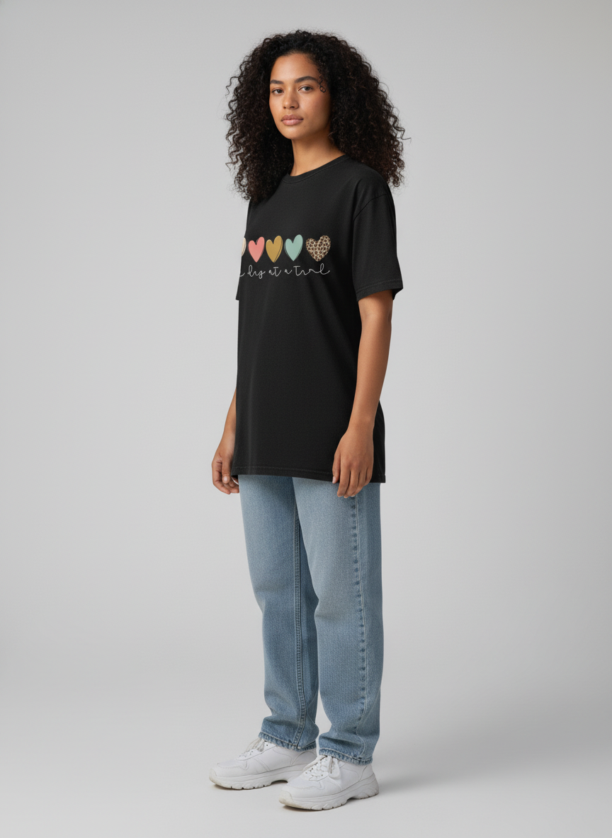 WOMEN'S BLACK ONE DAY AT A TIME REGULAR FIT TSHIRT