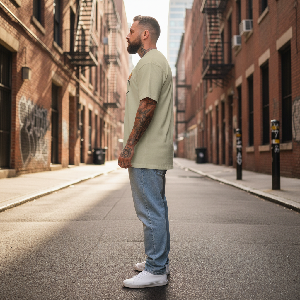 UNISEX BEIGE  POCKEY DEMON SLAYERS OVERSIZE FIT TSHIRT