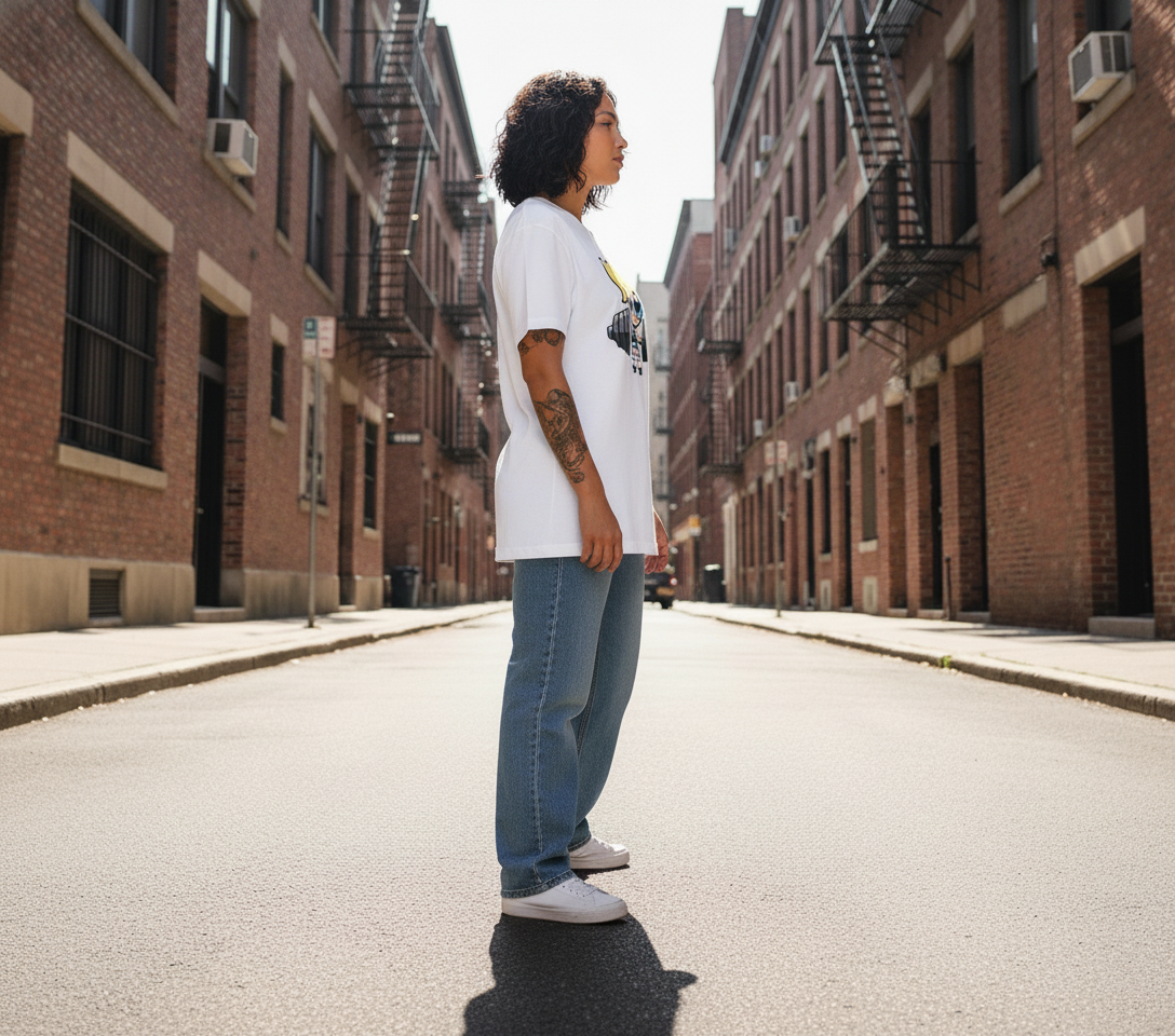 WOMEN'S WHITE BLUE BUBBLES REGULAR FIT TSHIRT