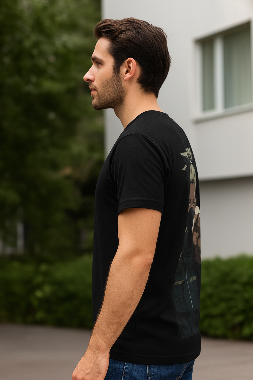 UNISEX BLACK SHIKAMARU REGULAR FIT TSHIRT