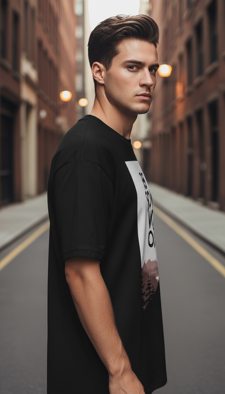 UNISEX BLACK BE YOUR OWN HERO OVERSIZE FIT TSHIRT