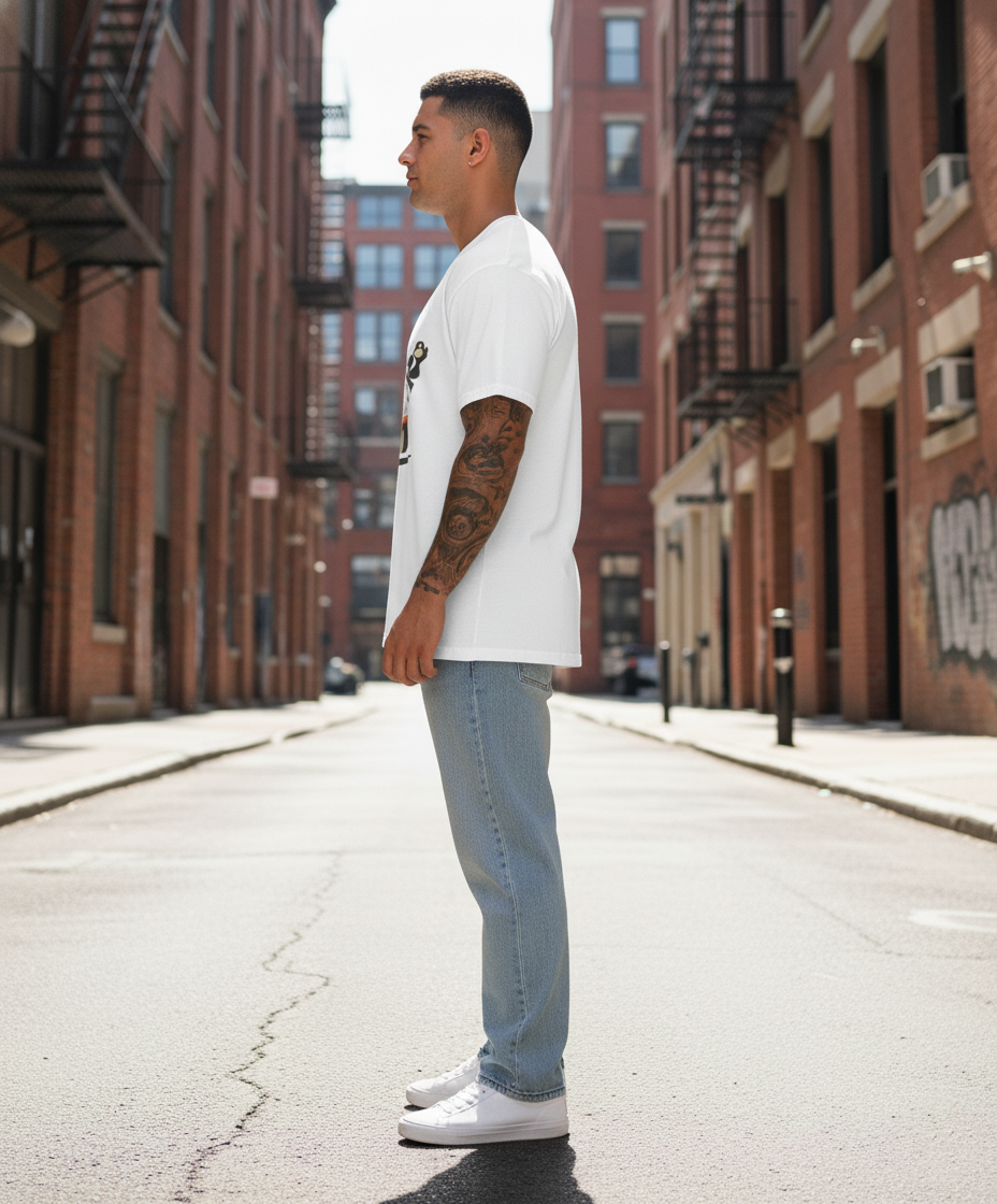 UNISEX WHITE KUNG FU PANDA - INNER PEACE OVERSIZE FIT TSHIRT