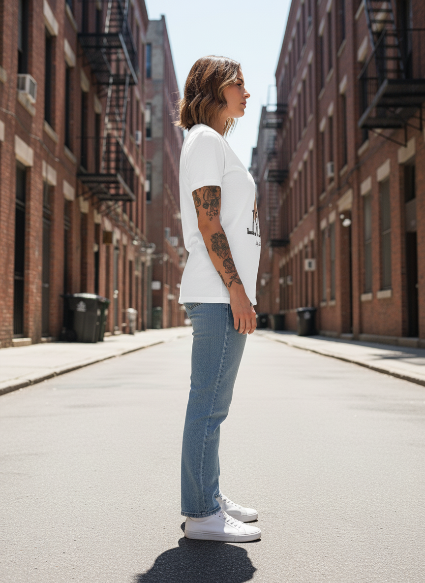 WOMEN'S WHITE GIRL WITH STYLE REGULAR FIT TSHIRT