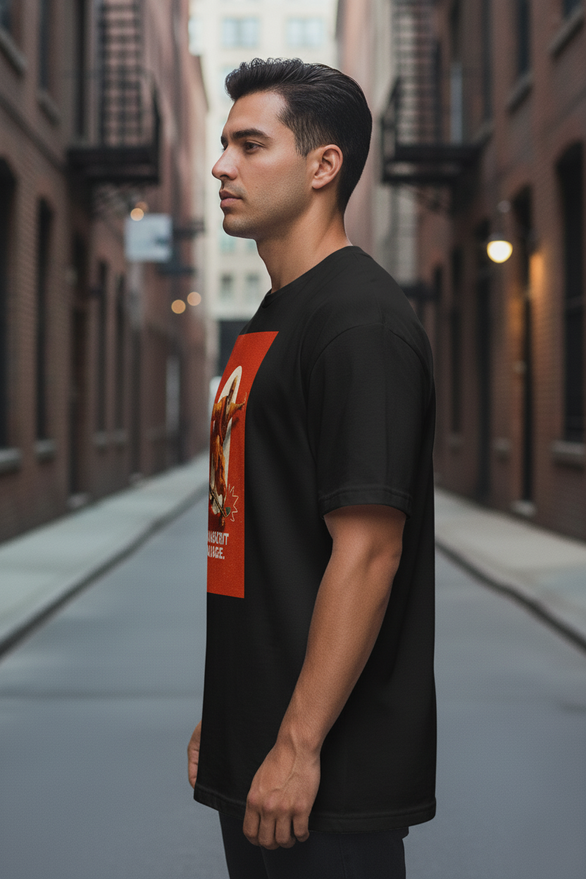 UNISEX BLACK SANSKRIT SAVAGE OVERSIZE FIT TSHIRT