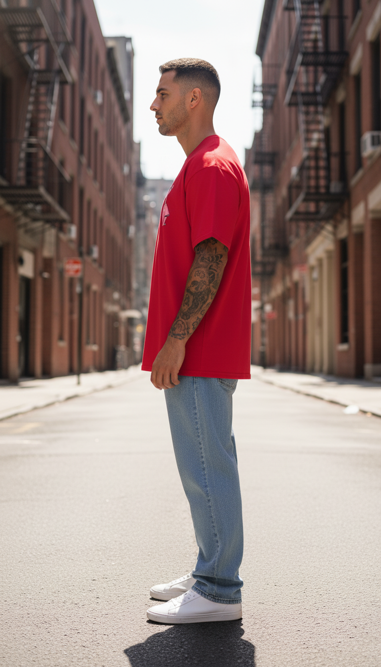 UNISEX RED PINK PANTHER OVERSIZE FIT TSHIRT