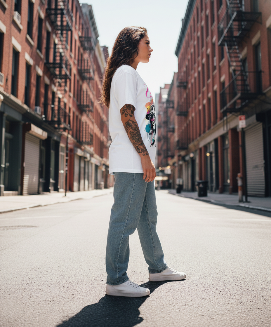 WOMEN'S WHITE FLAWLESS AND FEARLESS REGULAR FIT TSHIRT