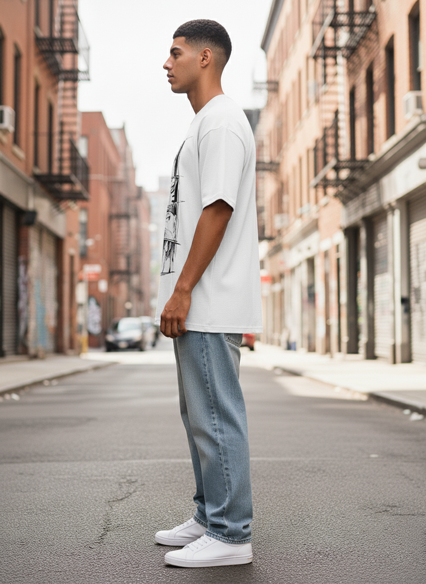 UNISEX WHITE TEAM 7 OVERSIZE FIT TSHIRT