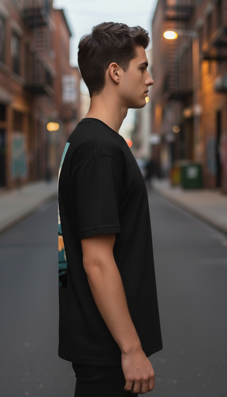 UNISEX BLACK LIFE BEGINS AT THE END OF YOUR COMFORT ZONE OVERSIZE FIT TSHIRT