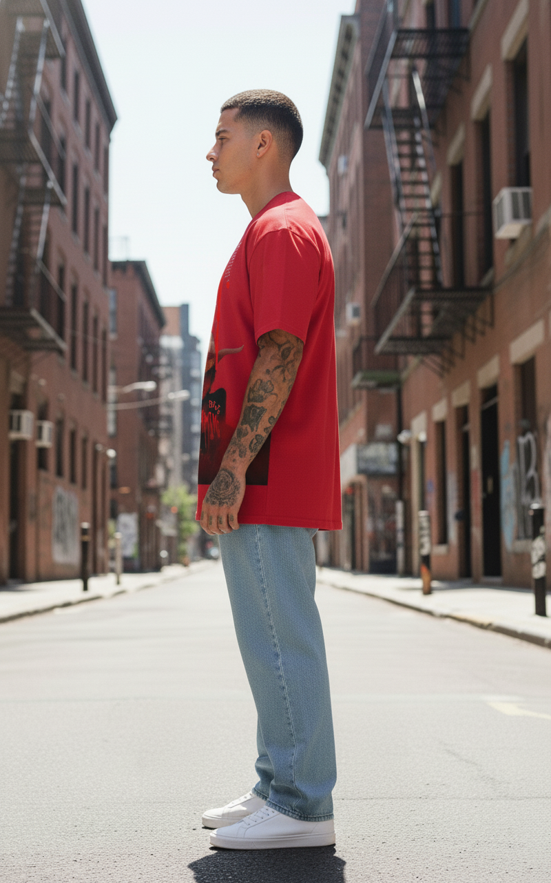 UNISEX RED LUFFY OVERSIZE FIT TSHIRT