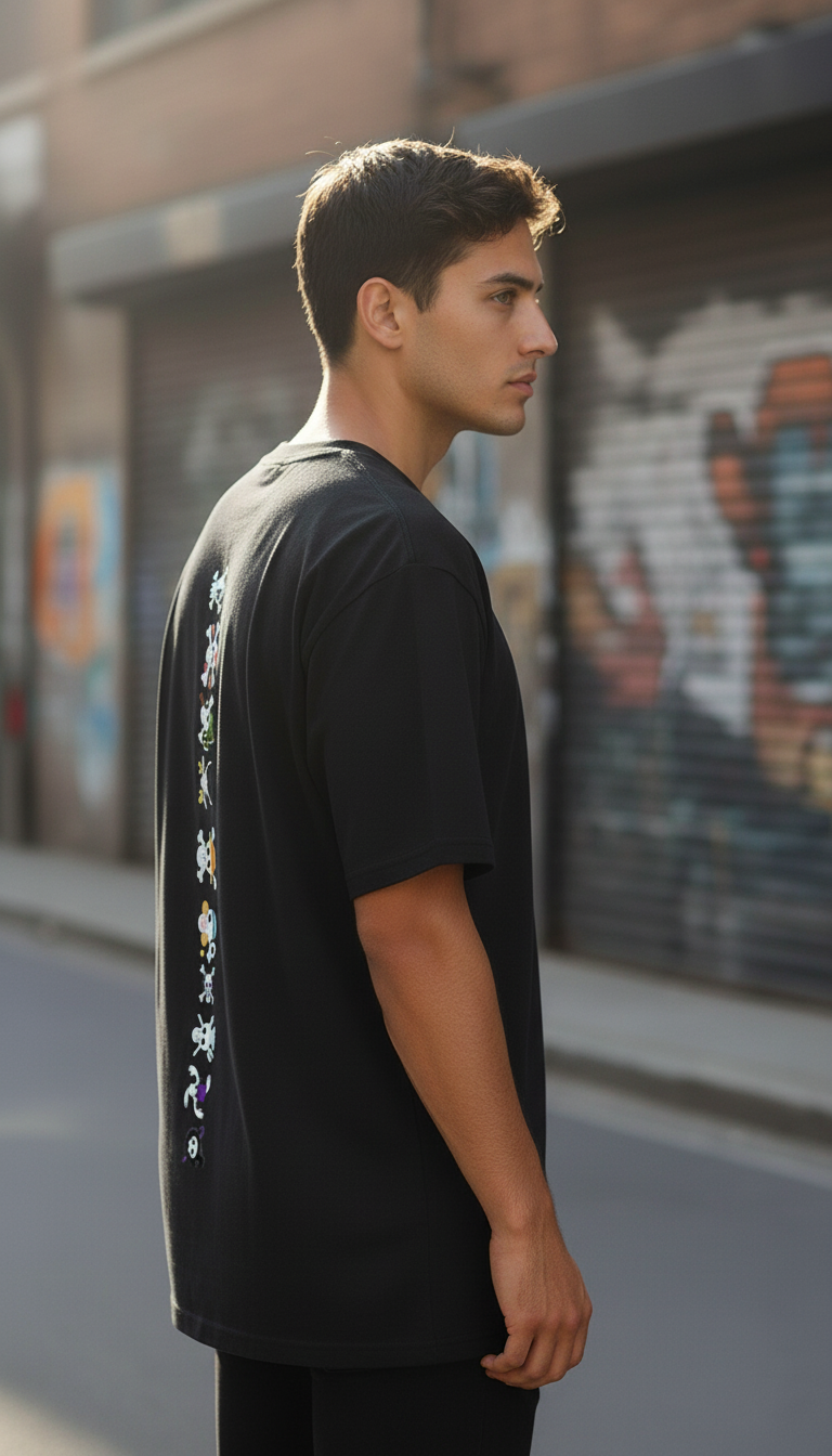 UNISEX BLACK PIRATE ALLIANCE OVERSIZE FIT TSHIRT