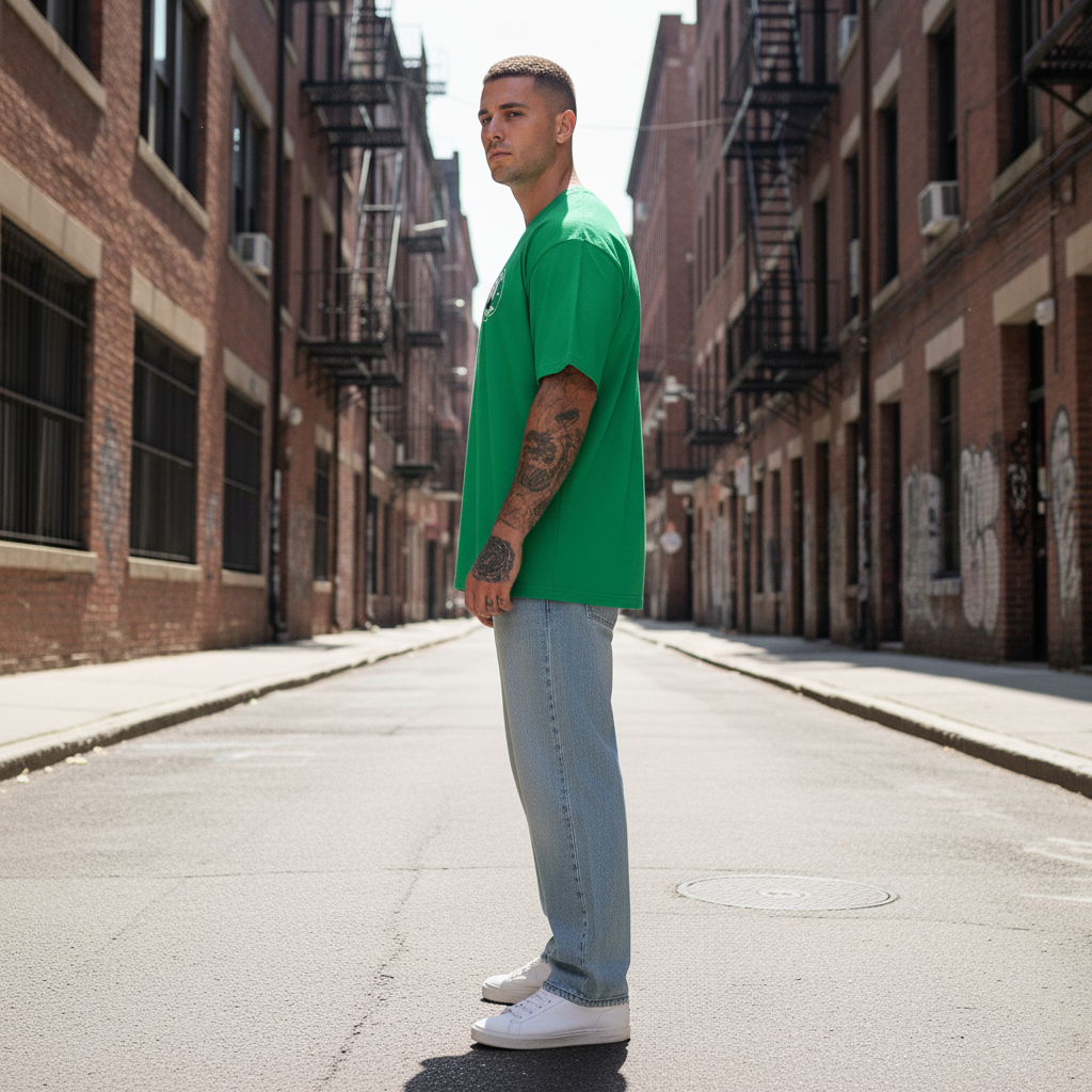 UNISEX GREEN NO FACE COFFEE OVERSIZE FIT TSHIRT