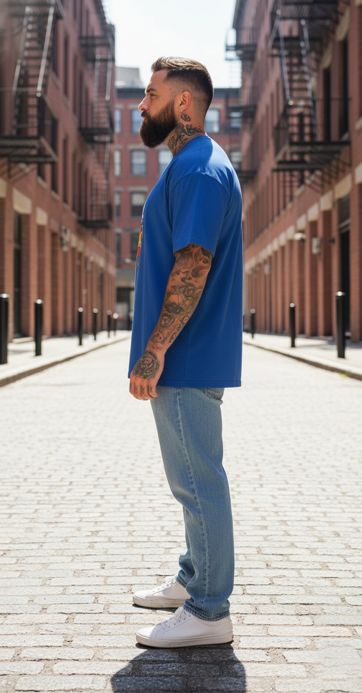 UNISEX ROYAL BLUE CHILL SHINCHAN OVERSIZE FIT TSHIRT