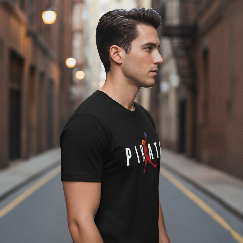 UNISEX BLACK MUGIWARA PIRATE REGULAR FIT TSHIRT