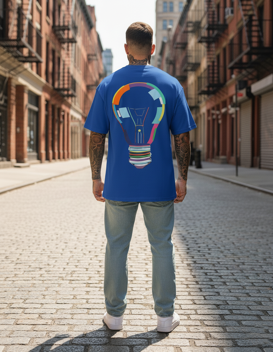 UNISEX BLUE CRIMSON BULB OVERSIZE FIT TSHIRT