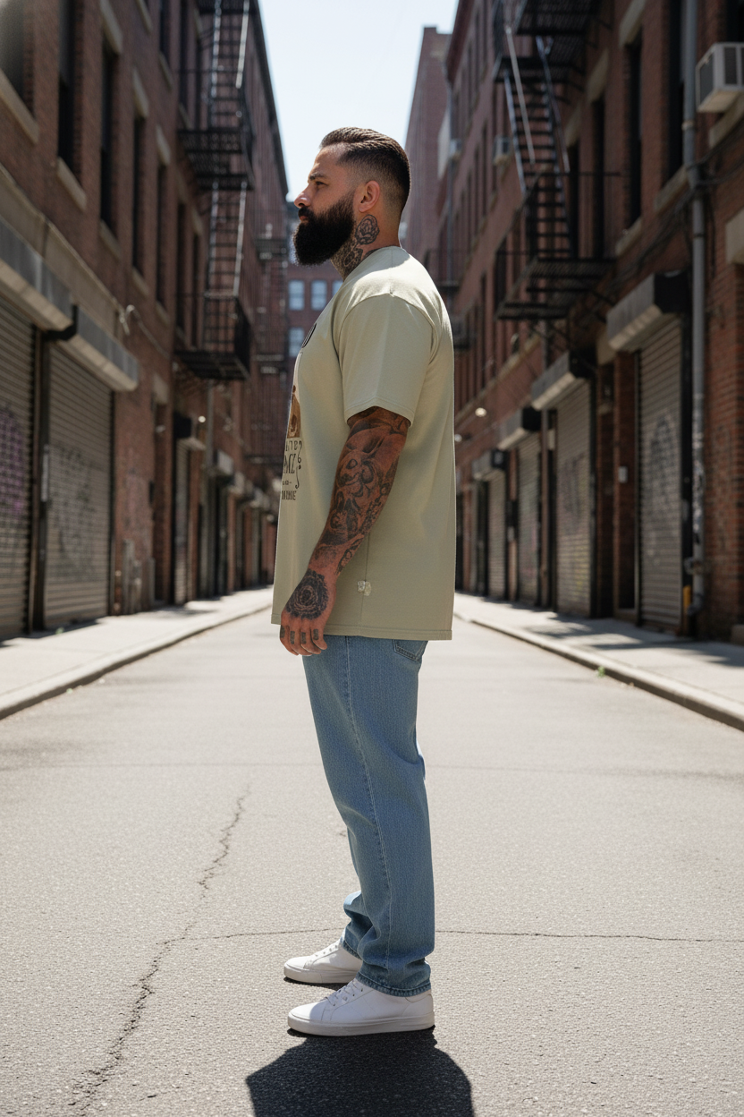 UNISEX BEIGE  PORTGAS D. ACE - DEAD OR ALIVE WANTED POSTER OVERSIZE FIT TSHIRT