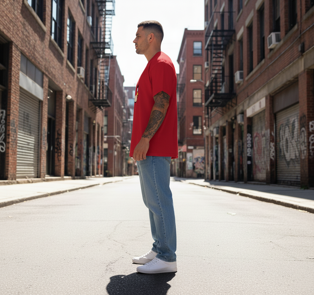 UNISEX RED ANGRY BIRD OVERSIZE FIT TSHIRT