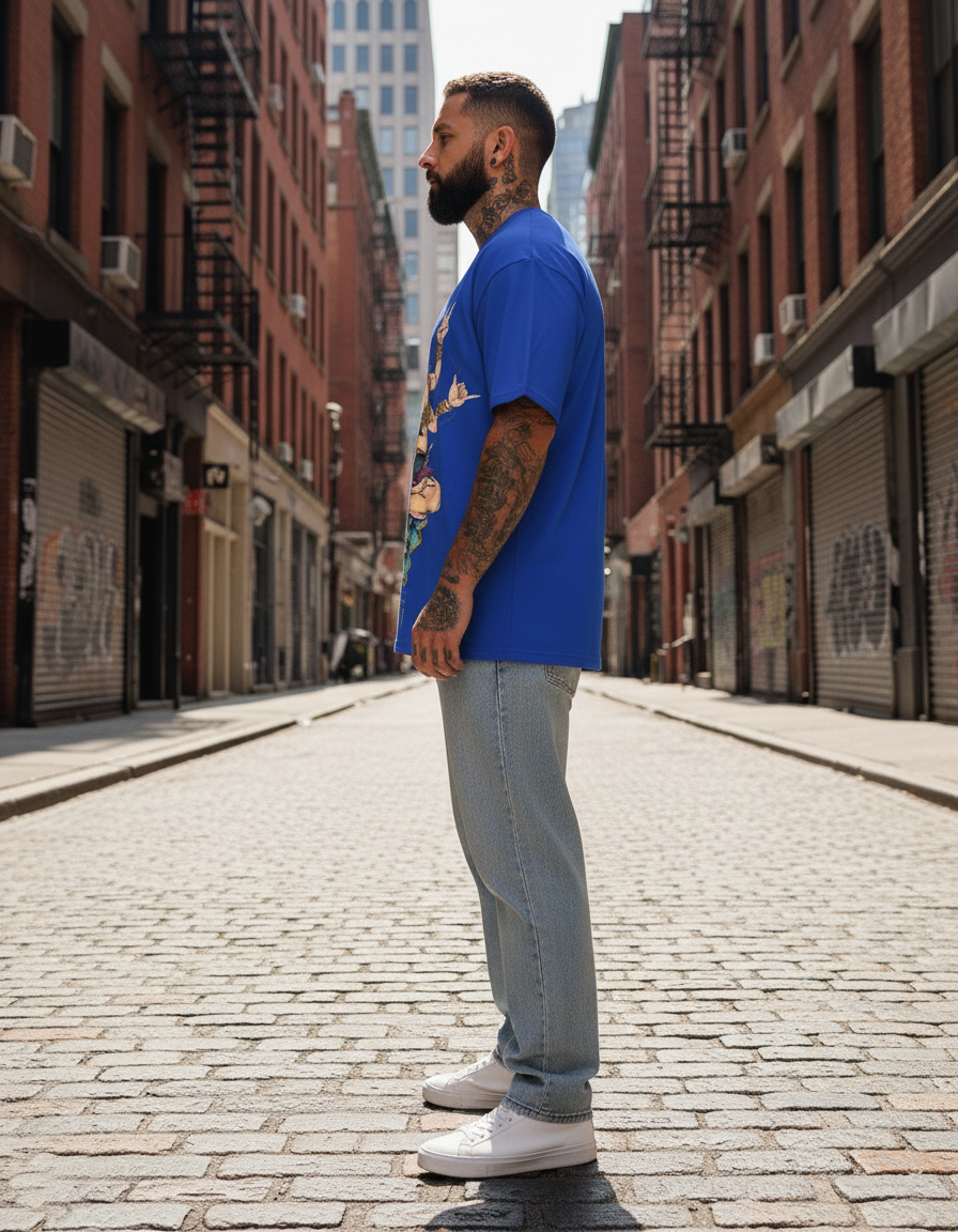 UNISEX BLUE CHAKR FORCE OVERSIZE FIT TSHIRT