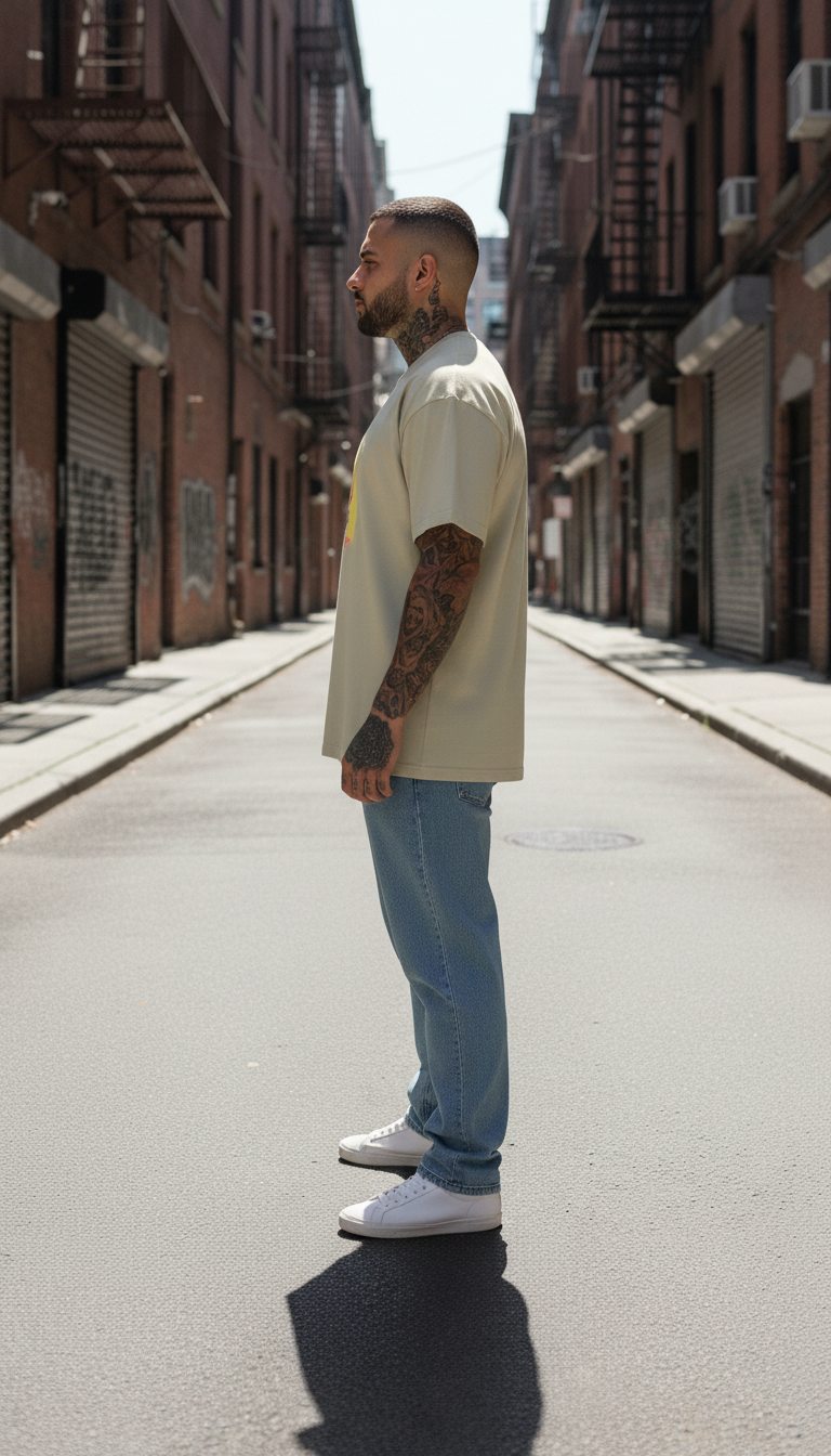 UNISEX BEIGE  LITTLE TWEETY OVERSIZE FIT TSHIRT