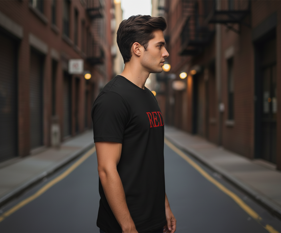 UNISEX BLACK I AM RED REGULAR FIT TSHIRT
